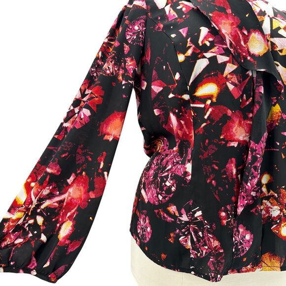 NEW Worthington Womens XL Top Abstract Diamond Multicolor Satin Blouse - Picture 3 of 8